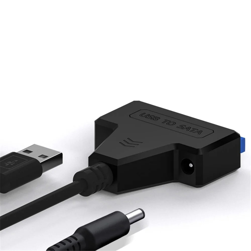 XCF-YQ001 Dual USB to 3.5'' 2.5'' Hard Drive Adapter Cable USB to SATA Convertor Line with Power Port for Laptop Desktop Computer SATA Disk Data Transfer - 7