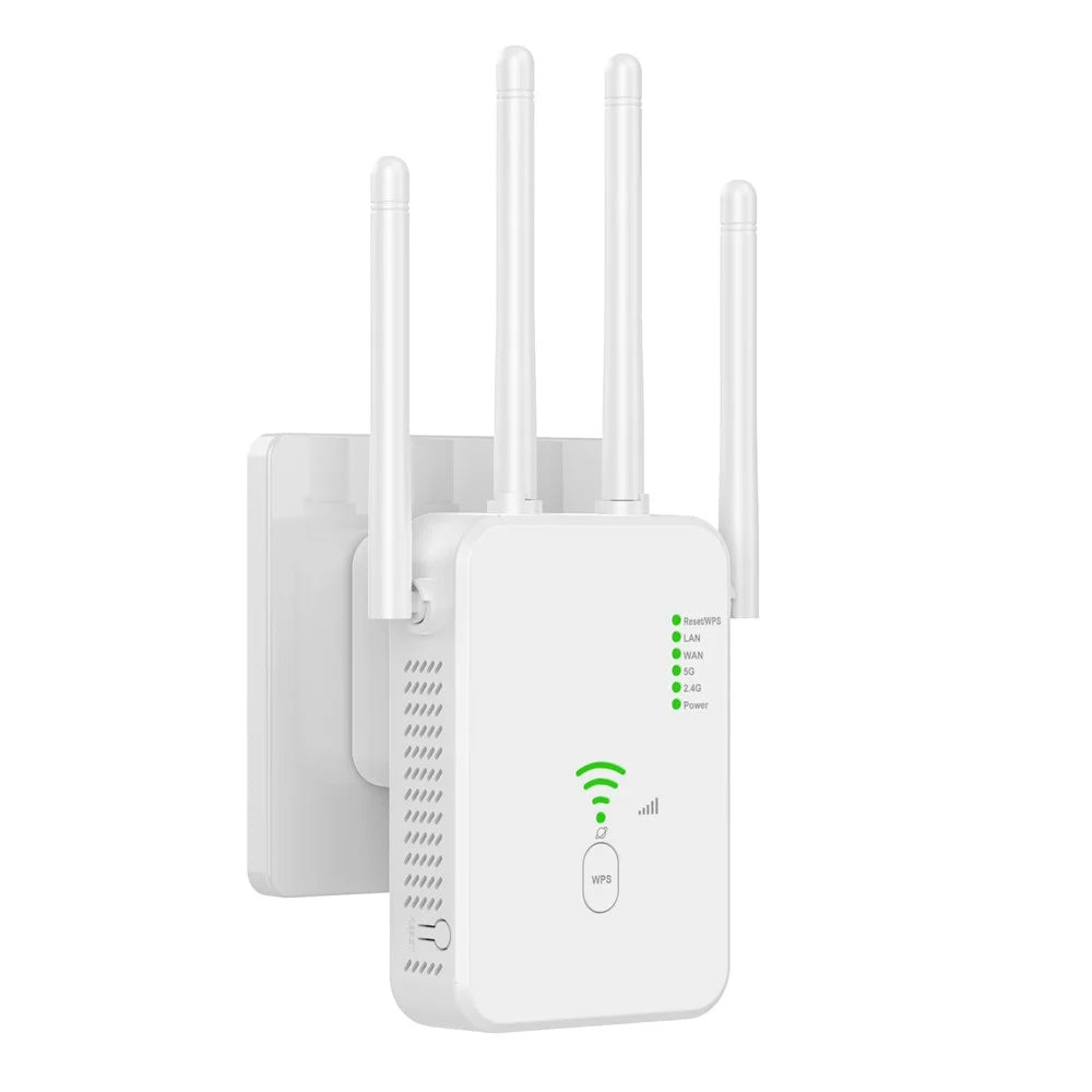 UNT-10 WiFi Repeater Router Wireless Signal Booster Dual-Band 1200Mbps WiFi Extender - White / US Plug - 1