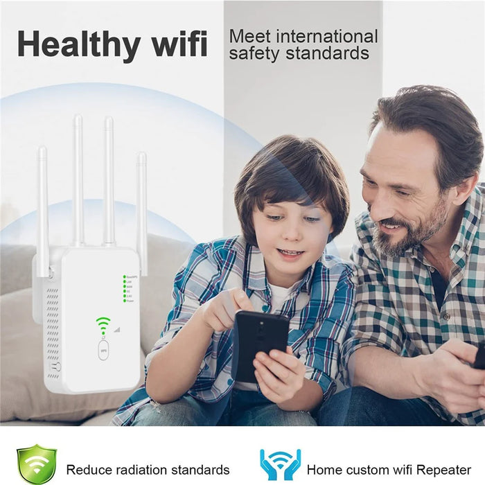 UNT-10 WiFi Repeater Router Wireless Signal Booster Dual-Band 1200Mbps WiFi Extender - White / US Plug - 6