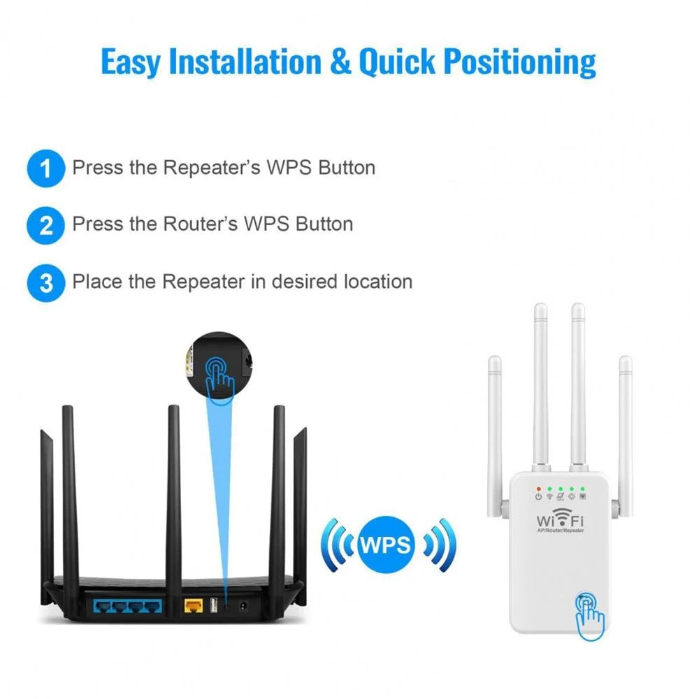 U9 Wireless Repeater 3-in-1 Function Wi-Fi Signal Booster 300Mbps WiFi Extender - Black / US Plug - 5