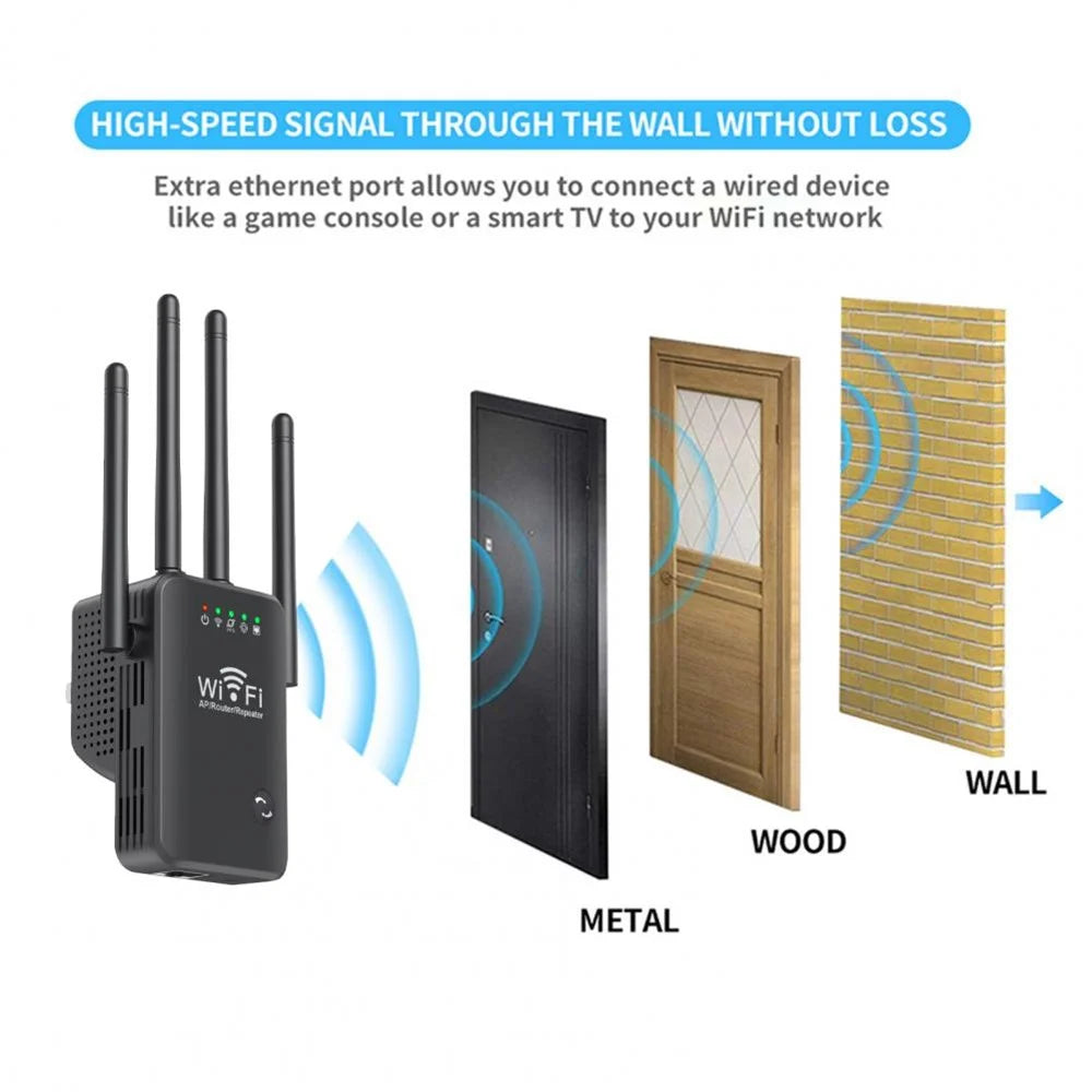 U9 Wireless Repeater 3-in-1 Function Wi-Fi Signal Booster 300Mbps WiFi Extender - Black / US Plug - 6
