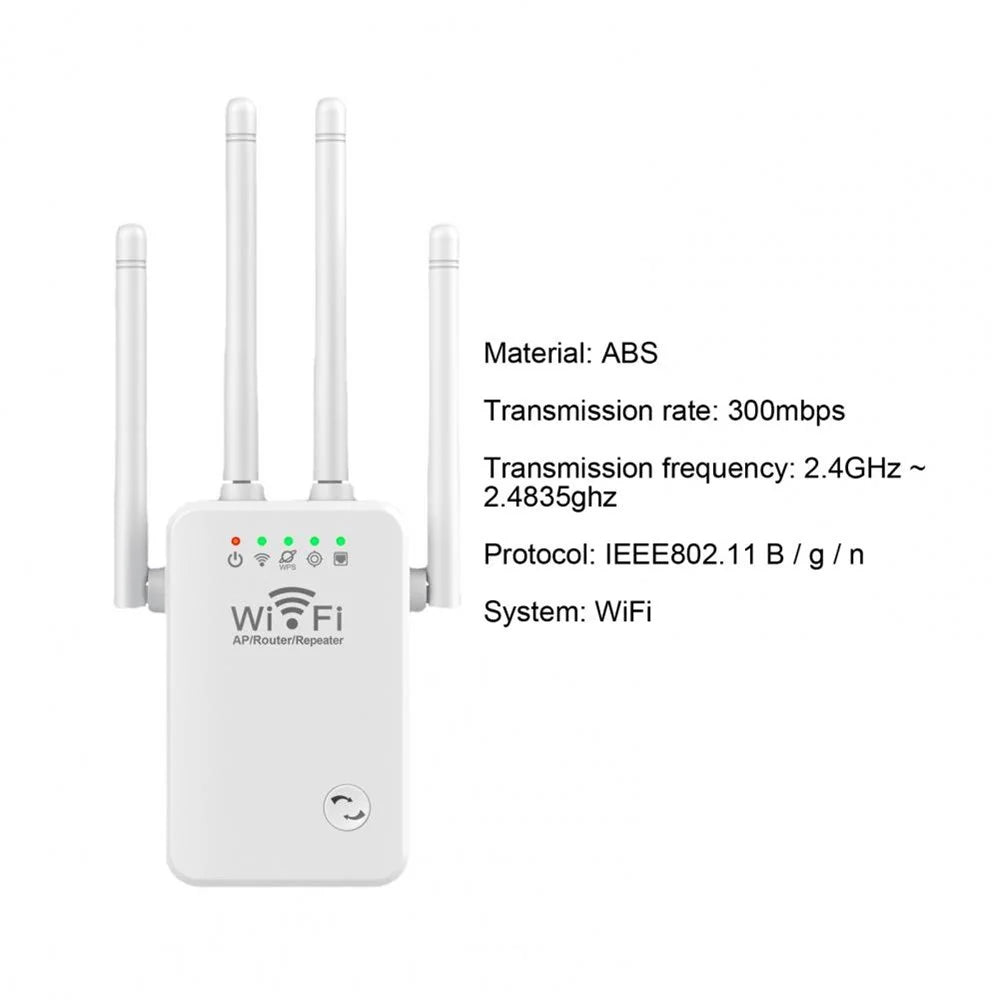 U9 Wireless Repeater 3-in-1 Function Wi-Fi Signal Booster 300Mbps WiFi Extender - Black / US Plug - 7