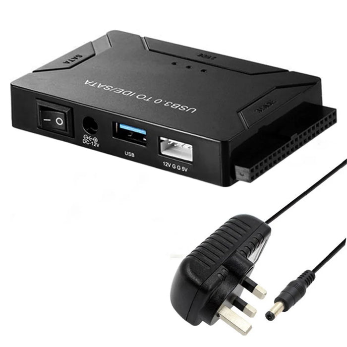 USB3.0 Hard Drive Adapter USB3.0 to SATA / IDE Converter with Power Switch Multifunctional Easy Drive Cable - UK Plug - 1