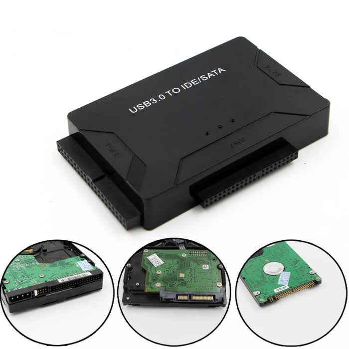 USB3.0 Hard Drive Adapter USB3.0 to SATA / IDE Converter with Power Switch Multifunctional Easy Drive Cable - UK Plug - 5