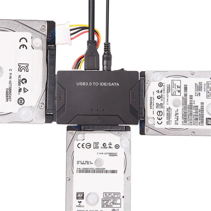USB3.0 Hard Drive Adapter USB3.0 to SATA / IDE Converter with Power Switch Multifunctional Easy Drive Cable - UK Plug - 6