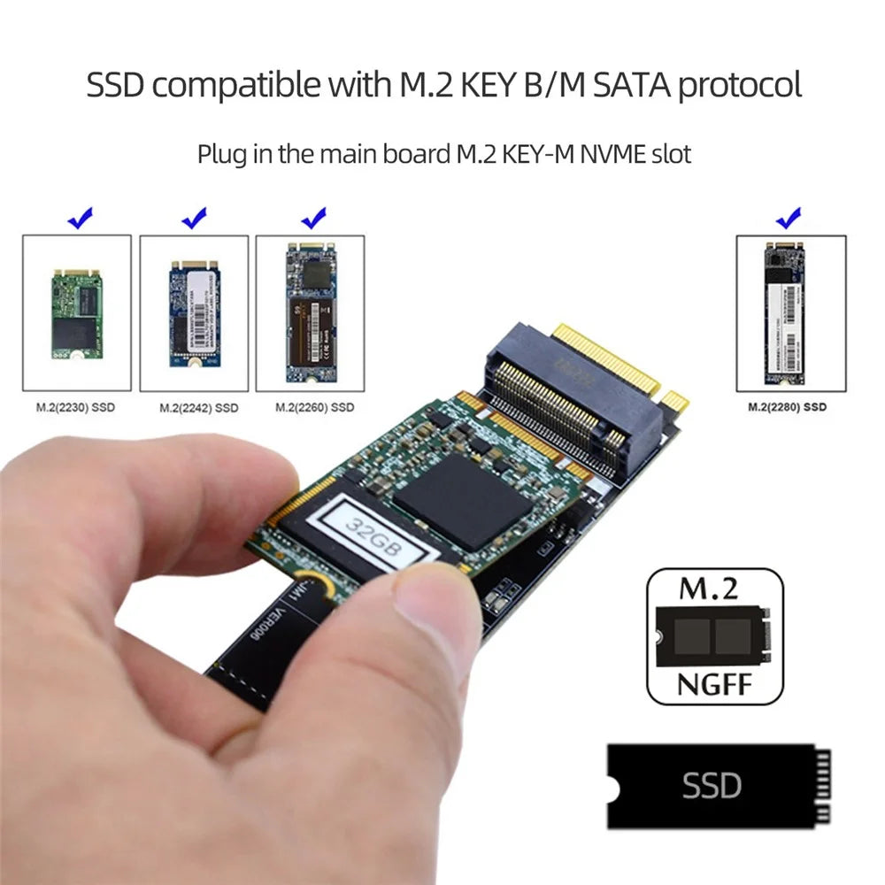 SA-050 SATA NGFF Key B+M SSD to NVME M-key Motherboard Adapter Converter SSD Card JMB582 - 4