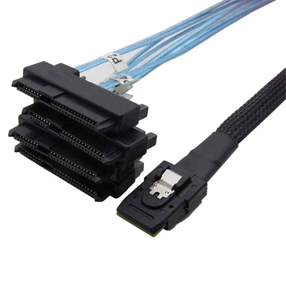 0.5m Mini SAS 36-Pin SFF-8087 to 4 SFF-8482 29-Pin+15-Pin Cable SATA Power Connector - 1