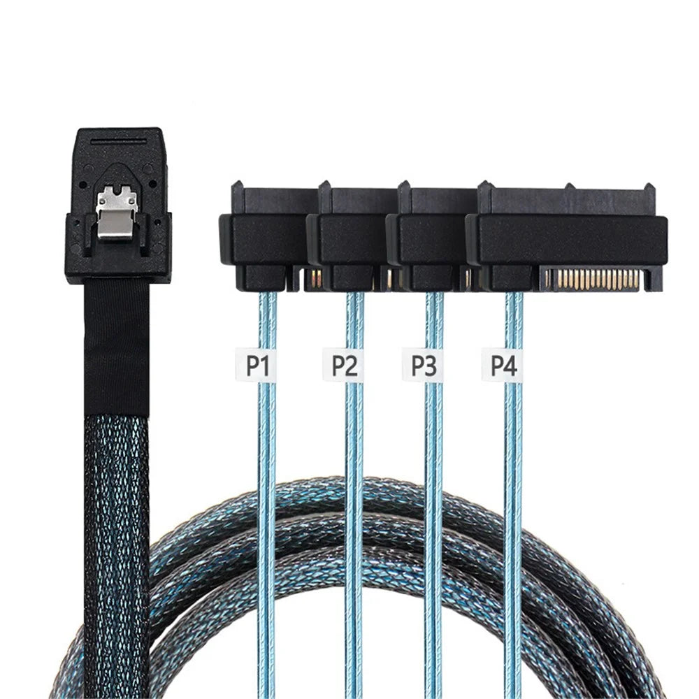 0.5m Mini SAS 36-Pin SFF-8087 to 4 SFF-8482 29-Pin+15-Pin Cable SATA Power Connector - 3
