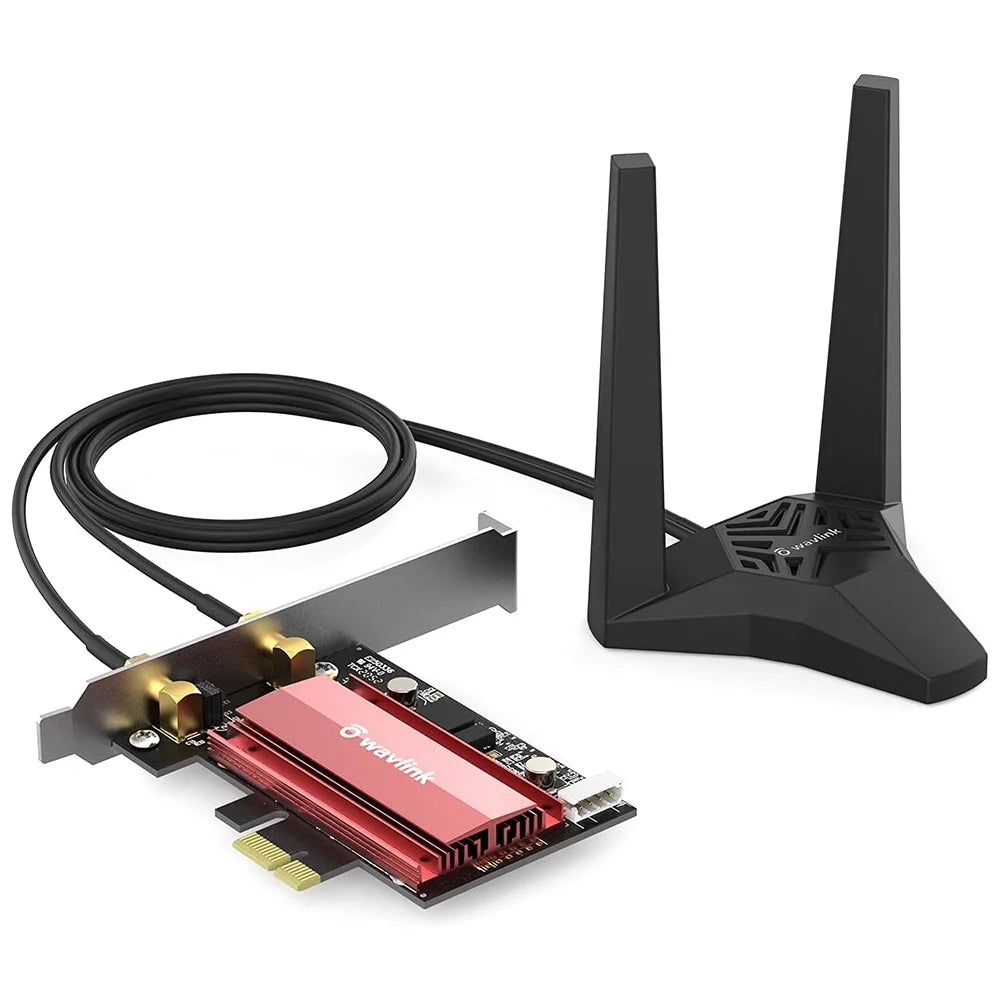 WAVLINK WS-WN675X2-B Bluetooth-Compatible 5.2 WiFi 6E AX3000 Pcie WiFi Network Card 3000Mbps Tri-Band Wireless Adapter for PC Computer - 1