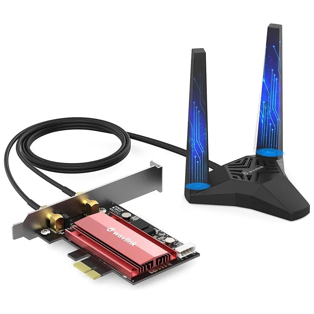 WAVLINK WS-WN675X2-B Bluetooth-Compatible 5.2 WiFi 6E AX3000 Pcie WiFi Network Card 3000Mbps Tri-Band Wireless Adapter for PC Computer - 2