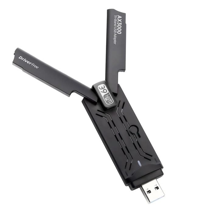 WD-AX3000 WiFi Receiver USB 3.0 WiFi6 Driver Free Wireless Network Card for Desktop PC / Laptop - Black - 2