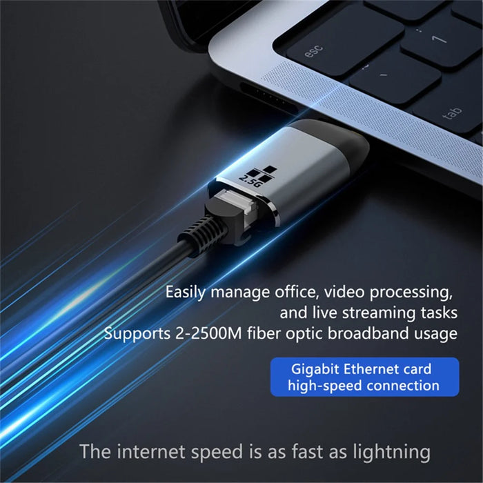 Type-C to RJ45 Ethernet Adapter 2500Mbps Gigabit LAN Network Converter for Laptop MacBook - 5