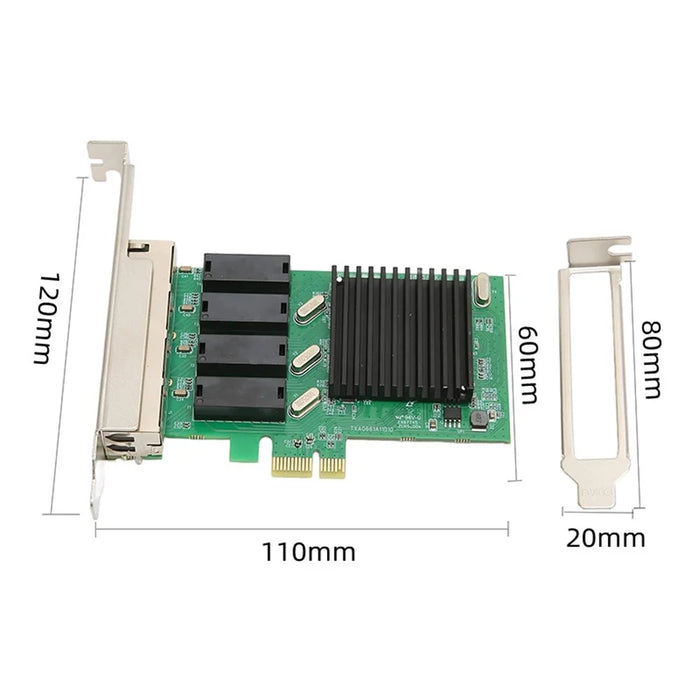 RTL8111H High Speed PCIE X1 to 4-port RJ45 Gigabit Network Card for Desktop PC - 7