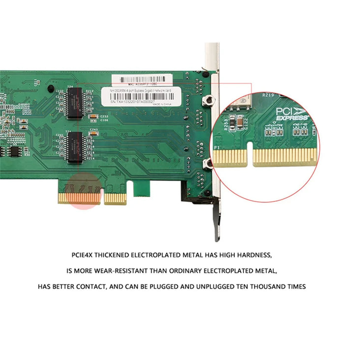 TXA103 PCI-E 4X 1G 4-Port Gigabit Bypass Power-Off Pass-Through Ethernet Adapter I350 Server Network Card - 6