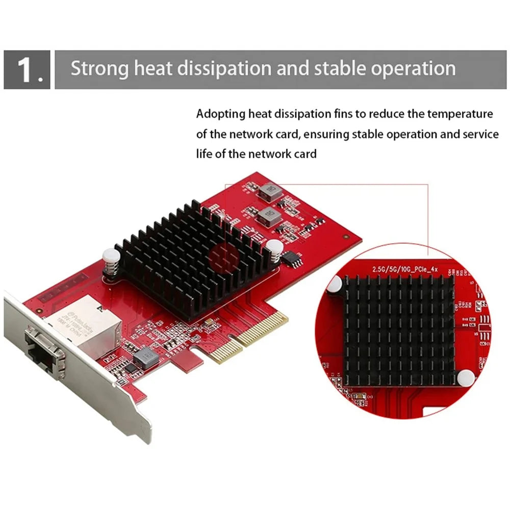 TXA074 AQC107 Desktop Computer RJ45 Port Network Card 10G PCI-E X4 Network Card - 3