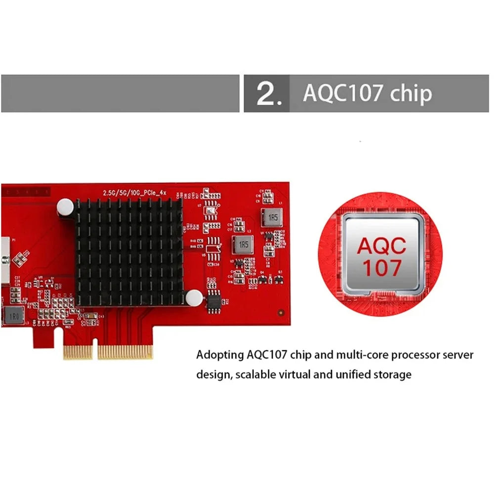TXA074 AQC107 Desktop Computer RJ45 Port Network Card 10G PCI-E X4 Network Card - 4
