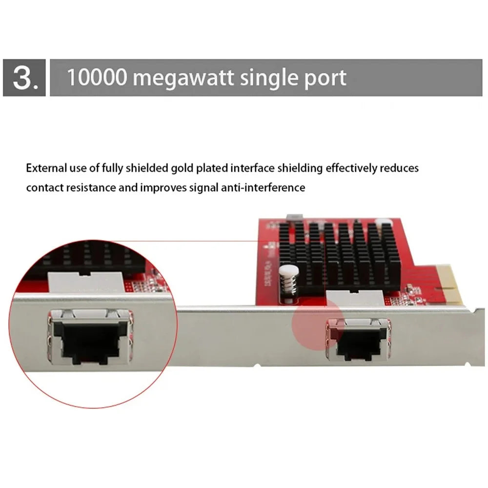 TXA074 AQC107 Desktop Computer RJ45 Port Network Card 10G PCI-E X4 Network Card - 5