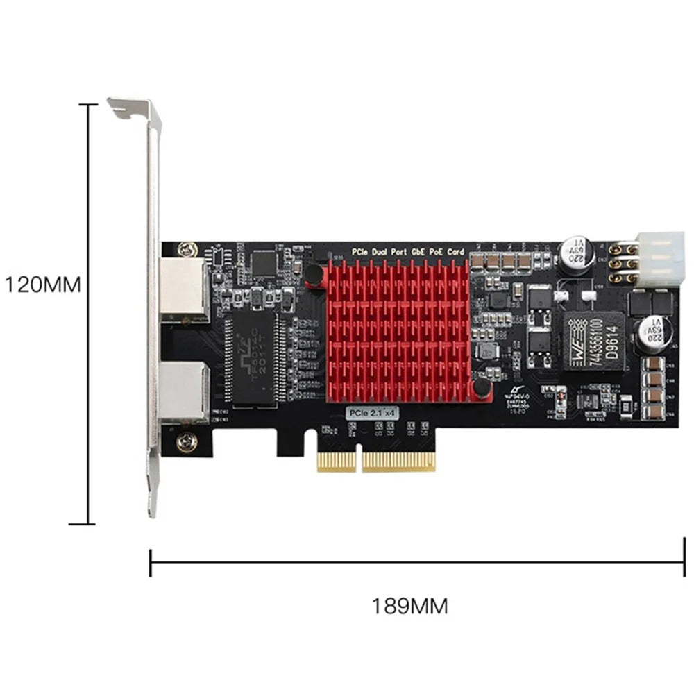 TXI052 Poe I350 Dual RJ45 Port Network Card PCI-E 4X Gigabit Network Card - 7
