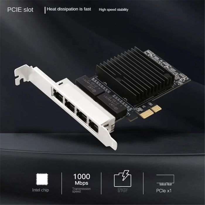 TXA198 LAN Card Intel 82571 Chip PCIe1X 1G Four Port RJ45 Gigabit Network Card - 2