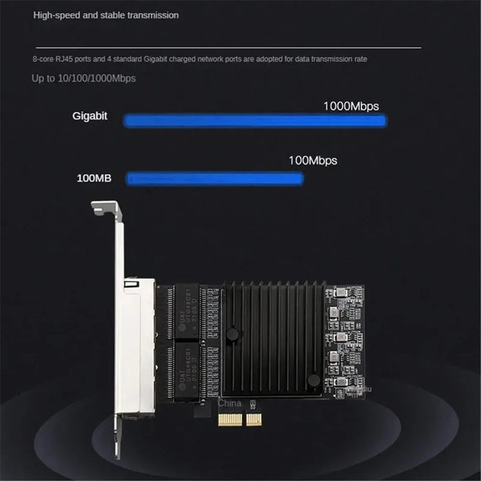 TXA198 LAN Card Intel 82571 Chip PCIe1X 1G Four Port RJ45 Gigabit Network Card - 3