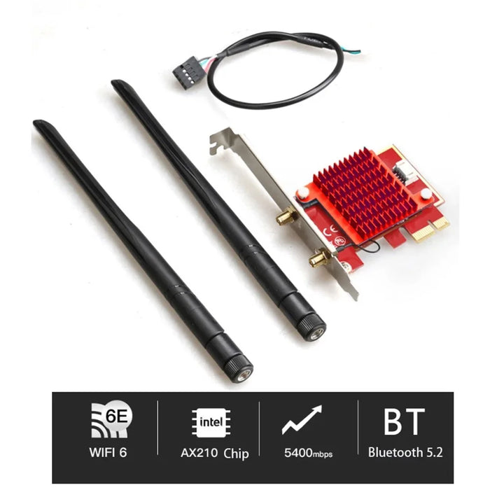 TXA116 WiFi6 Intel AX210 Chipset PCIE Adapter Bluetooth-compatible 5.2 Three Band WiFi Network Card - 2