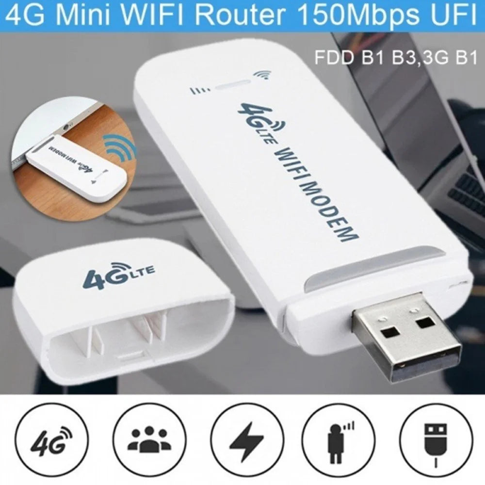 4G LTE B1 / B3 / B5 USB Modem WiFi Dongle 150Mbps Mini Mobile WiFi Hotspot Router - White - 3