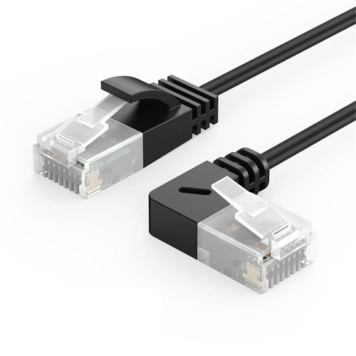 CABLECREATION CL0045 5m Cat6a Network Connection Thin Cord 10Gbps Pure Copper Wire Core RJ45 Ethernet Cable - Left Bend - 1