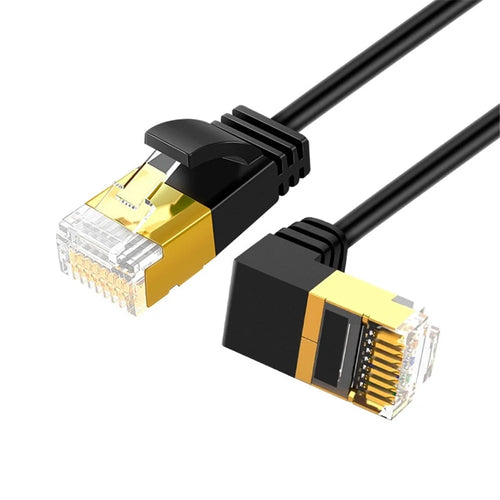 CABLECREATION CL0257 1m Elbow Design Cat7 Ethernet Cable Gigabit RJ45 LAN Cable 10Gbps Shielded Internet Network Patch Cord - Up Angle - 1