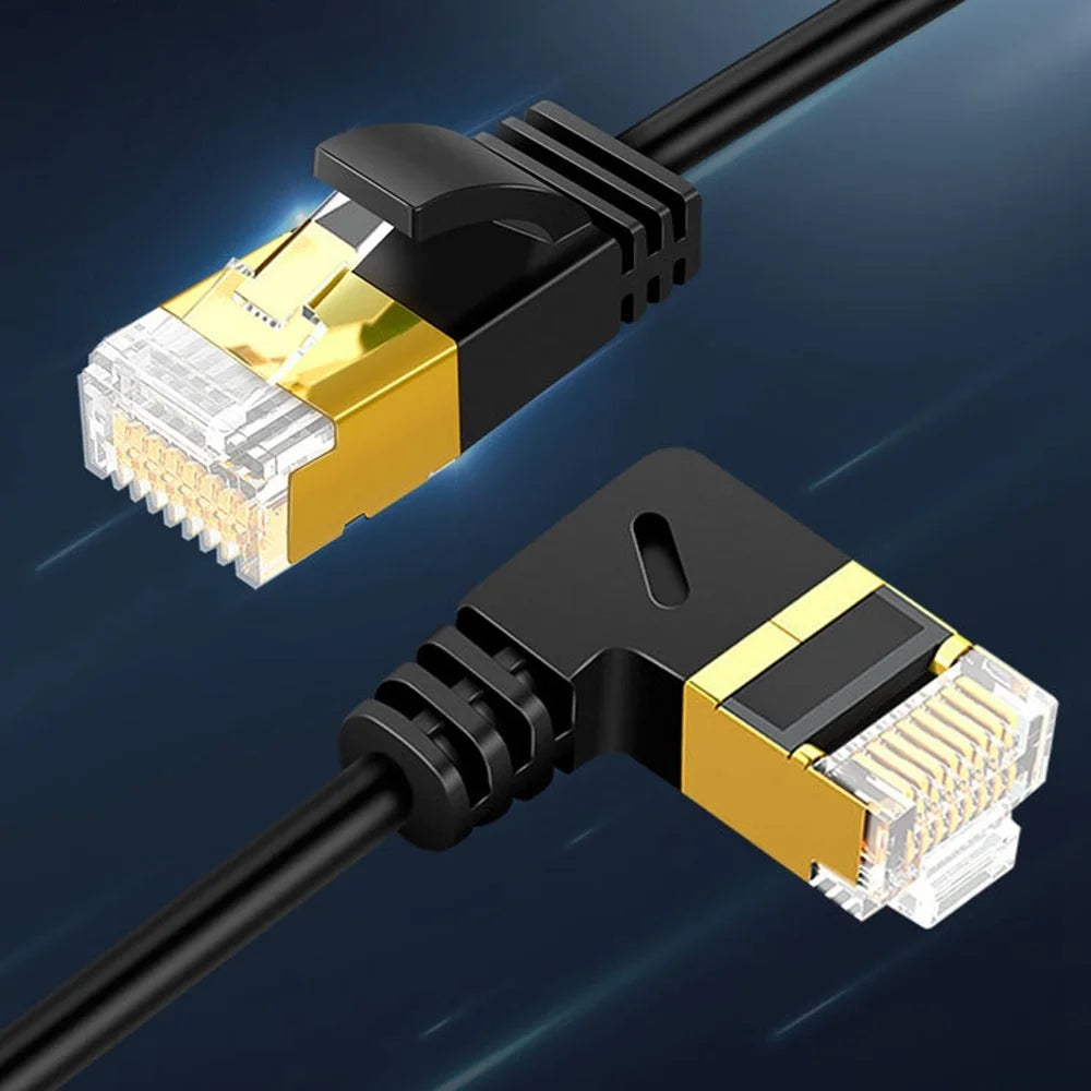 CABLECREATION CL0257 1m Elbow Design Cat7 Ethernet Cable Gigabit RJ45 LAN Cable 10Gbps Shielded Internet Network Patch Cord - Up Angle - 2