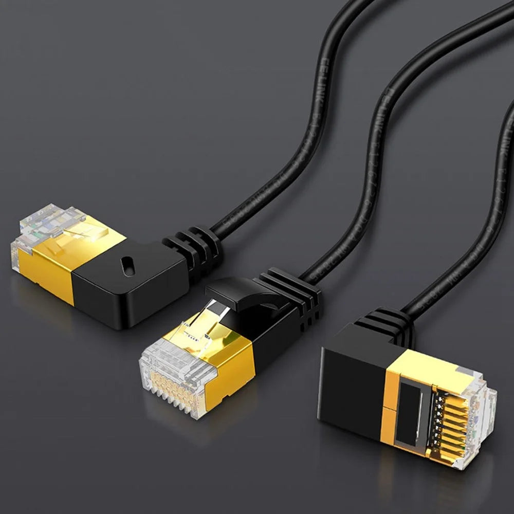 CABLECREATION CL0257 1m Elbow Design Cat7 Ethernet Cable Gigabit RJ45 LAN Cable 10Gbps Shielded Internet Network Patch Cord - Up Angle - 3