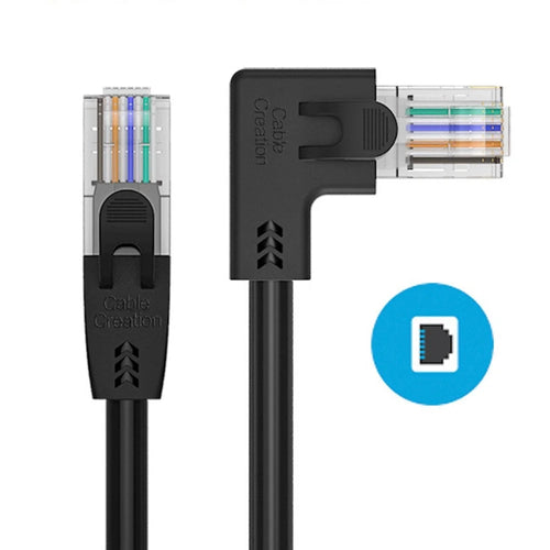CABLECREATION 1.8m 10Gbps High Speed Cat6 Ethernet Cable Gigabit LAN Cable RJ45 Connector Internet Network Patch Cord - Right Angle - 1