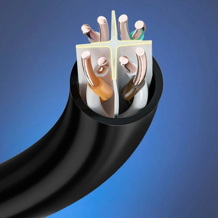 CABLECREATION 1m Elbow Design Network Wire, Cat6 Ethernet Cable Gigabit LAN Cable 10Gbps RJ45 Connector Internet Patch Cord - Down Angle - 7