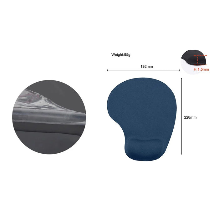 Ergonomic Memory Foam Wrist Support Mouse Pad Non-Slip Wrist Pain Relief Mousepad - Dark Blue - 6