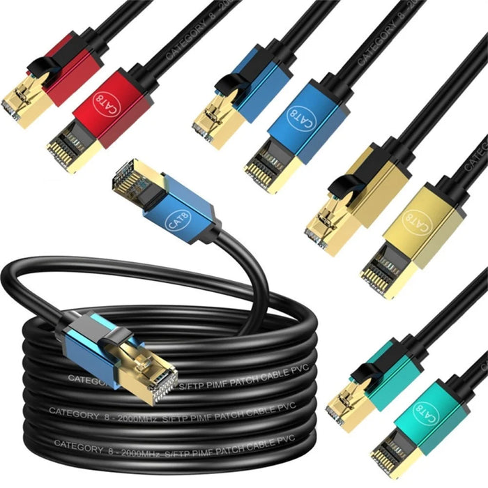20m CAT8 Ethernet Cable Home Office 40Gbps 2000MHz High Speed Network Cable - Red - 6