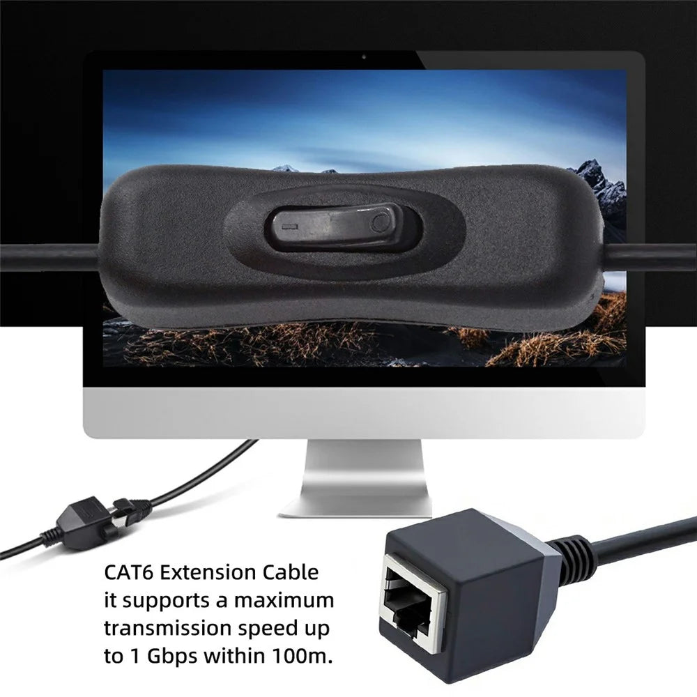 UT-025-0.6M RJ45 CAT6 8P8C STP UTP Male to Female Extension Cable with 304 Singal Switch Ethernet Network Patch Cord - 2
