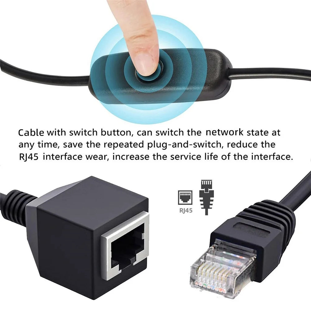 UT-025-0.6M RJ45 CAT6 8P8C STP UTP Male to Female Extension Cable with 304 Singal Switch Ethernet Network Patch Cord - 4
