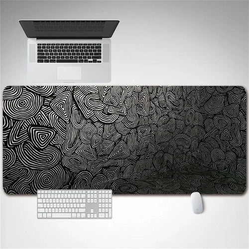 DLS-001 Minimalist Mouse Pad Desk Mat 800 x 300 x 2mm Non-Slip Rubber Gaming Mousepad, Black Edge - Style A - 1