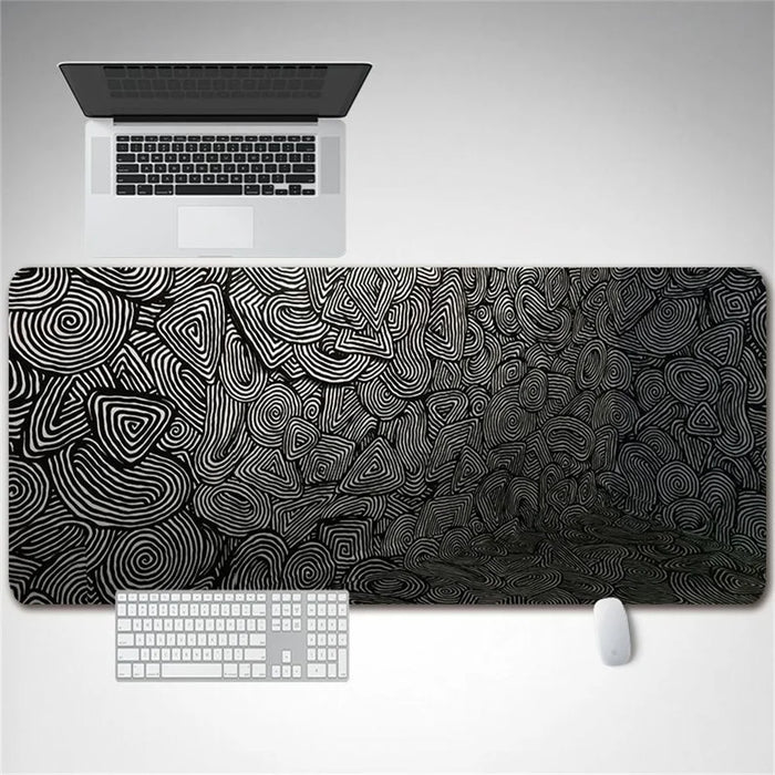 DLS-001 Minimalist Mouse Pad Desk Mat 800 x 300 x 2mm Non-Slip Rubber Gaming Mousepad, Black Edge - Style A - 1