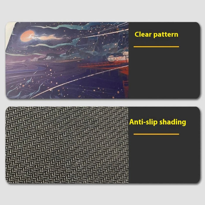 DLS-001 Minimalist Mouse Pad Desk Mat 800 x 300 x 2mm Non-Slip Rubber Gaming Mousepad, Black Edge - Style A - 2
