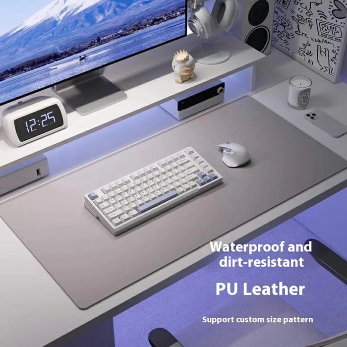 40 x 90cm Waterproof Stain Resistant Mouse Mat 1.7mm PU Leather Gaming Mouse Pad for Home / Office - Navy Blue - 2