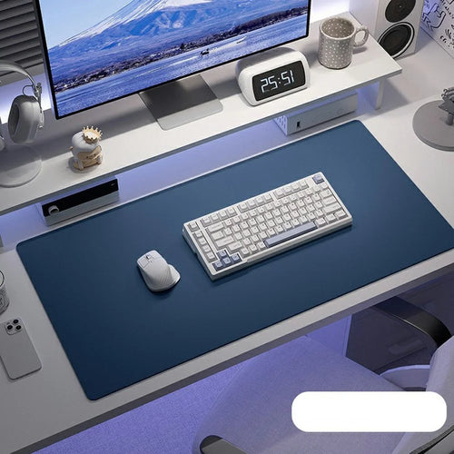40 x 80cm Waterproof Stain Resistant Mouse Mat 1.7mm PU Leather Gaming Mouse Pad for Home / Office - Navy Blue - 1