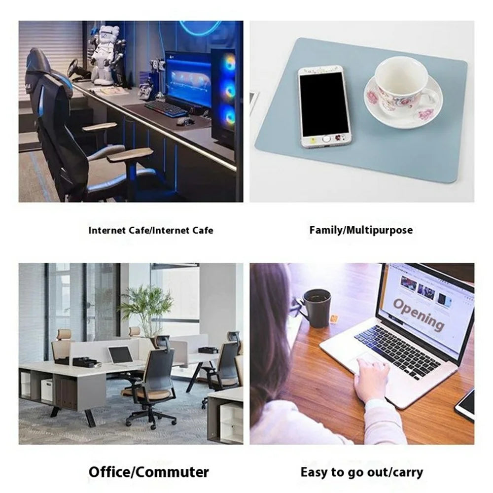 634 Dual-Sided Leather Desk Pad 26 x 21cm Mouse Mat Non-Slip Waterproof for Office / Home - Sky Blue - 5