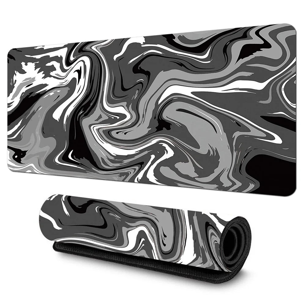600x300x2mm Pattern Printed Mouse Pad Non Slip Rubber Bottom Large Gaming Mousepad - Grey Wave - 1