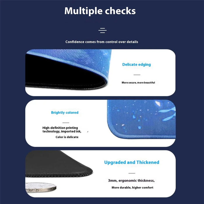 300x800x2mm Pattern Printed Mouse Pad Non Slip Rubber Bottom Large Gaming Mousepad - Grey Wave - 3