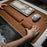 3Pcs  /  Set 80 x 40cm Crazy Horse Texture Leather Mouse Pad Ergonomic Support Memory Foam Keyboard Wrist Rest Set - Black - 4