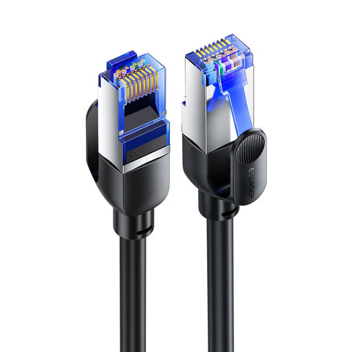 ESSAGER EXCWXY-JH01-P 0.5m CAT8 Ethernet Round Cable Home Office 40Gbps 2000MHz for Laptop Modem Router - Black - 1