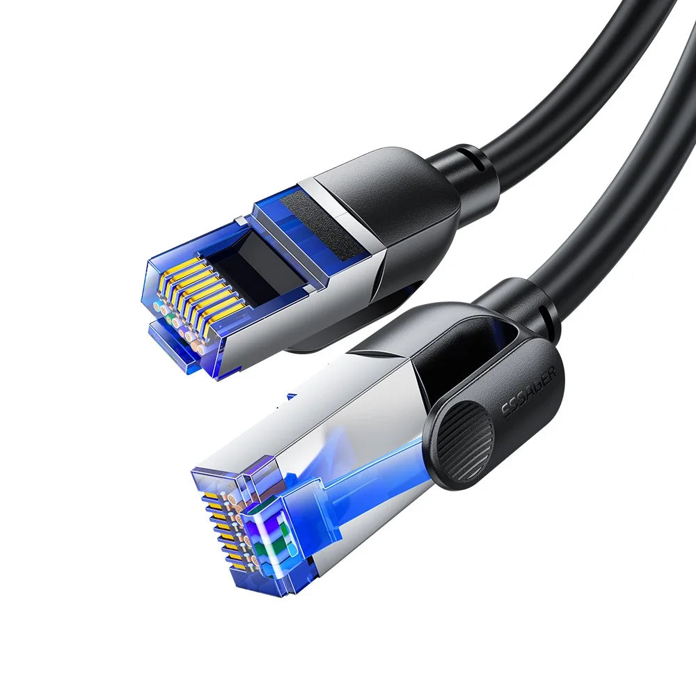 ESSAGER EXCWXY-JH01-P 1m CAT8 Ethernet Round Cable Home Office 40Gbps 2000MHz for Laptop Modem Router - Black - 4