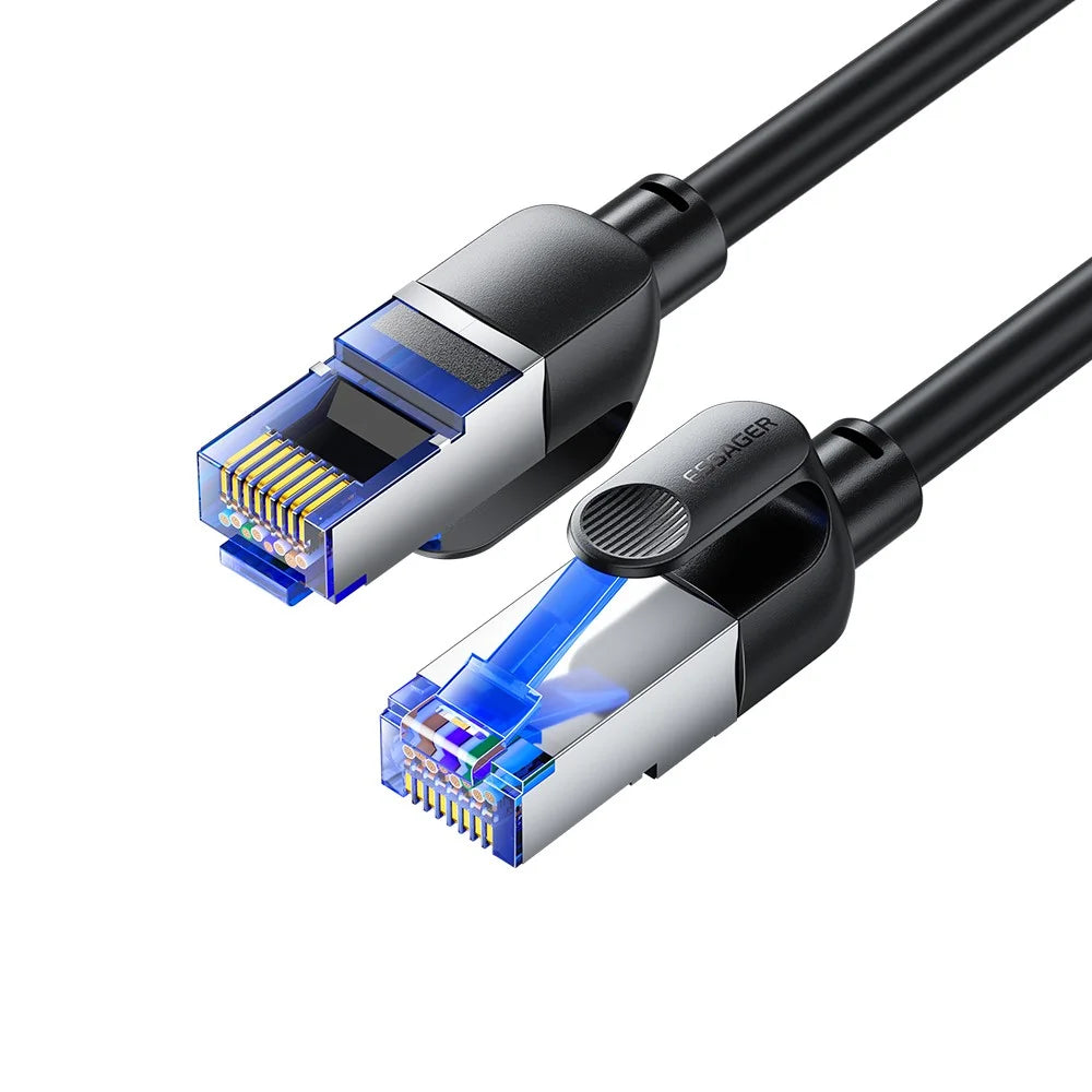 ESSAGER EXCWXY-JH01-P 10m CAT8 Ethernet Round Cable Home Office 40Gbps 2000MHz for Laptop Modem Router - Black - 3
