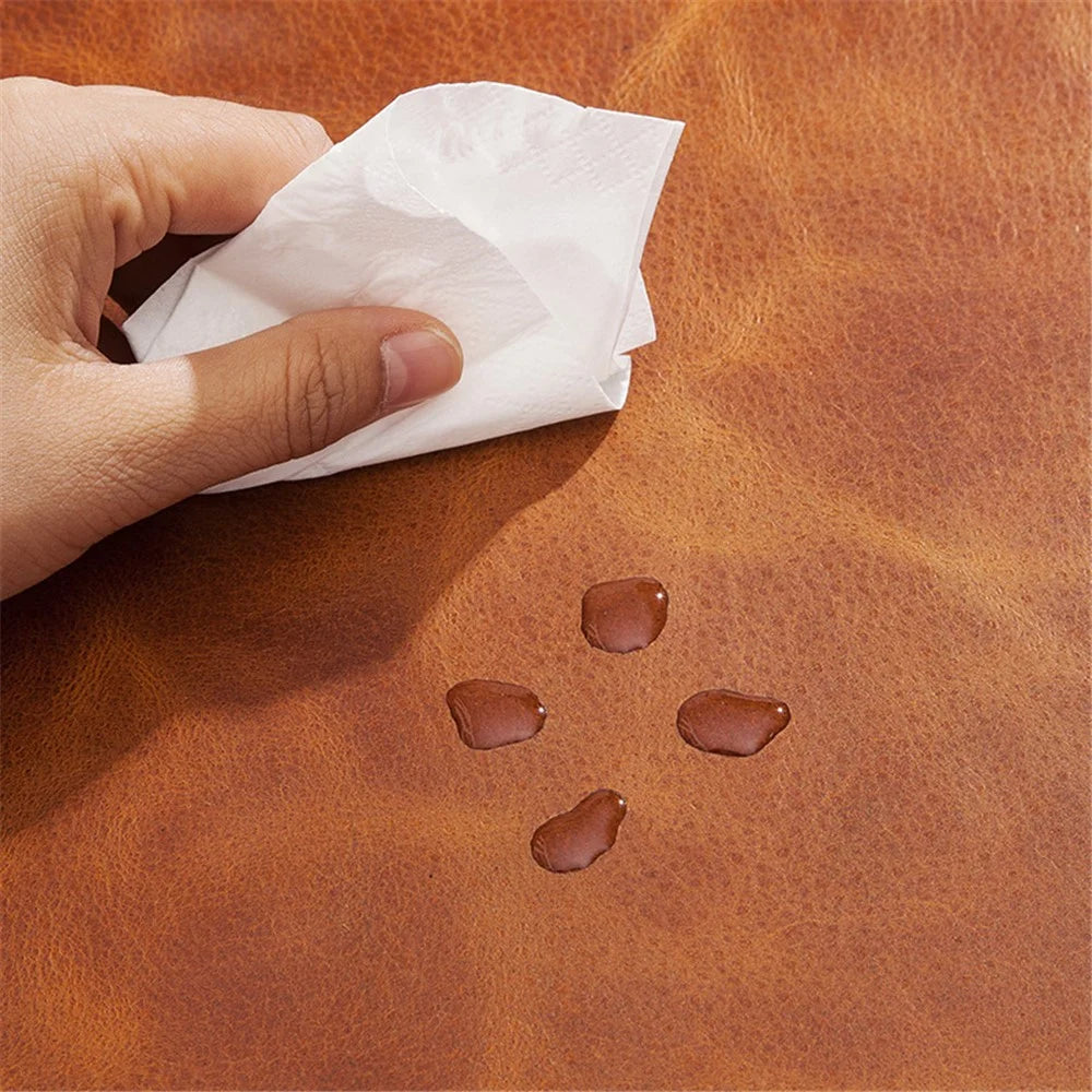 Non-slip Large Mouse Mat Oil Wax Cowhide Leather Gaming Mousepad Home Office Desk Pad, 60x30cm - Brown - 5