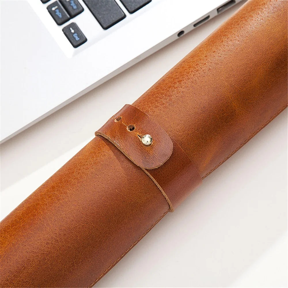 Non-slip Large Mouse Mat Oil Wax Cowhide Leather Gaming Mousepad Home Office Desk Pad, 60x30cm - Brown - 7